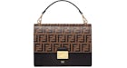 Fendi Shoulder Bag Kan U FF Monogram Motif Brown/Black
