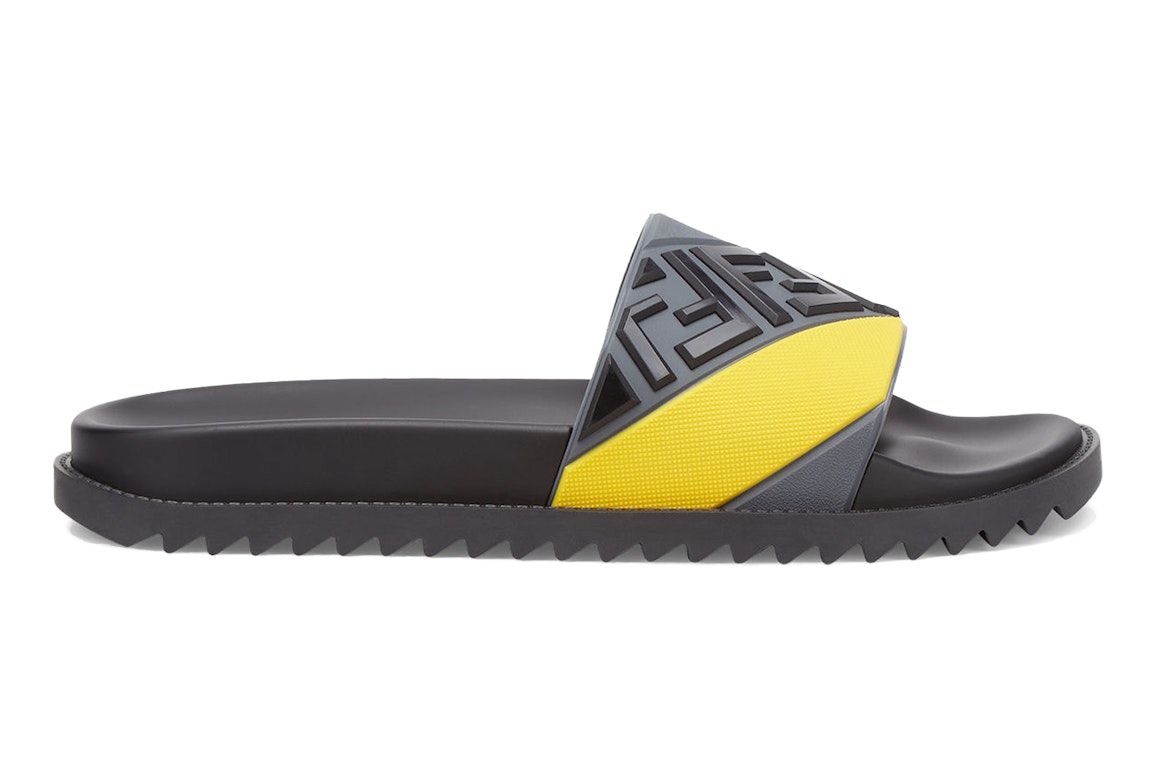 Pre-owned Fendi Slides Multicolor Grey Yellow