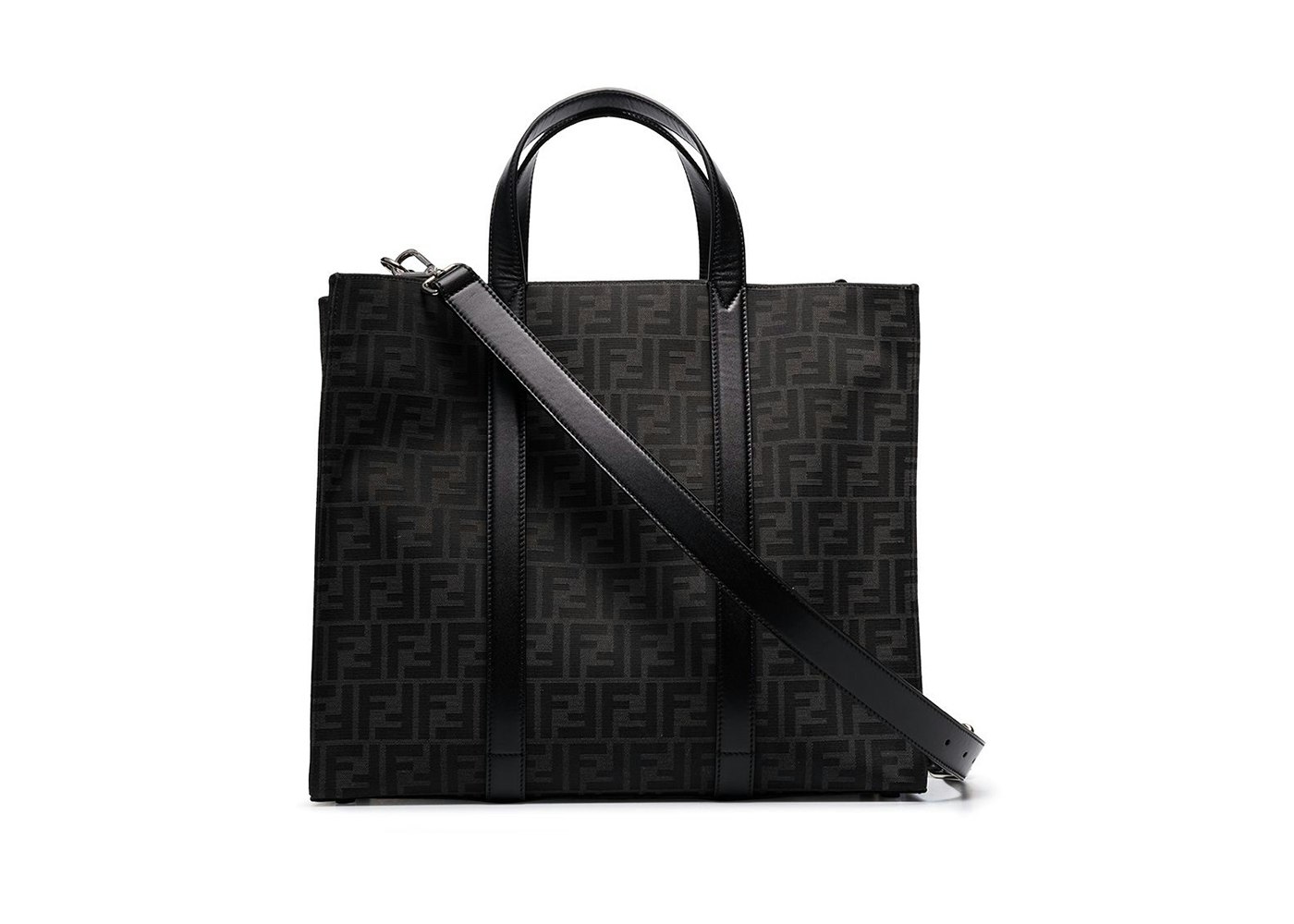 Fendi Tote Bag FF Monogram Jacquard Black/Grey in Fabric with Silver-tone -  KR