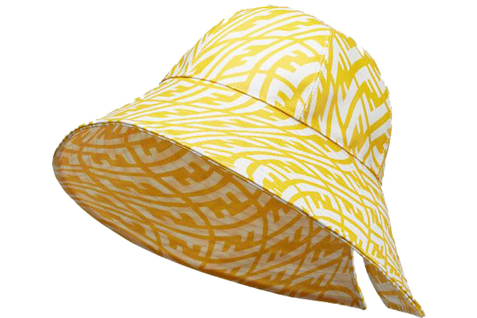 Fendi Wide Brimmed Hat FF Motif Yellow