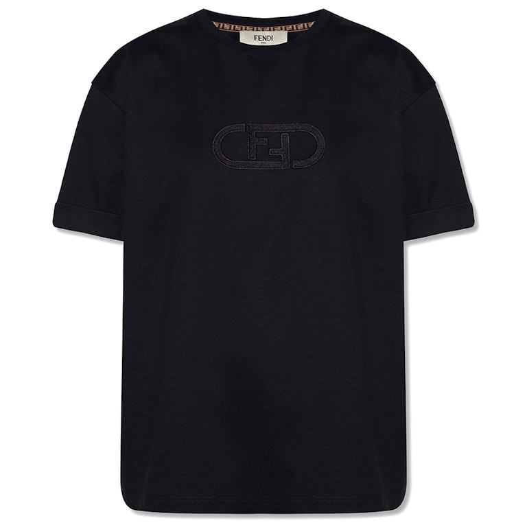 Pre-owned Fendi Womens Ff Logo T-shirt Black