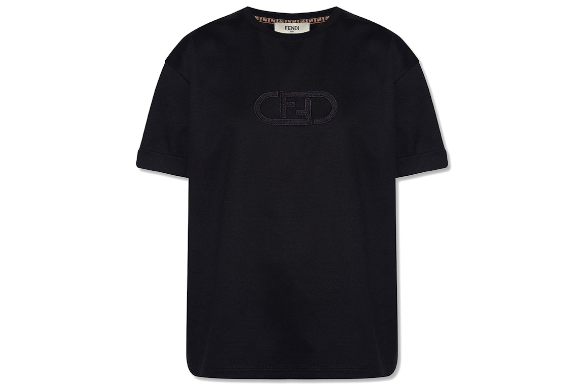 Pre-owned Fendi Womens Ff Logo T-shirt Black