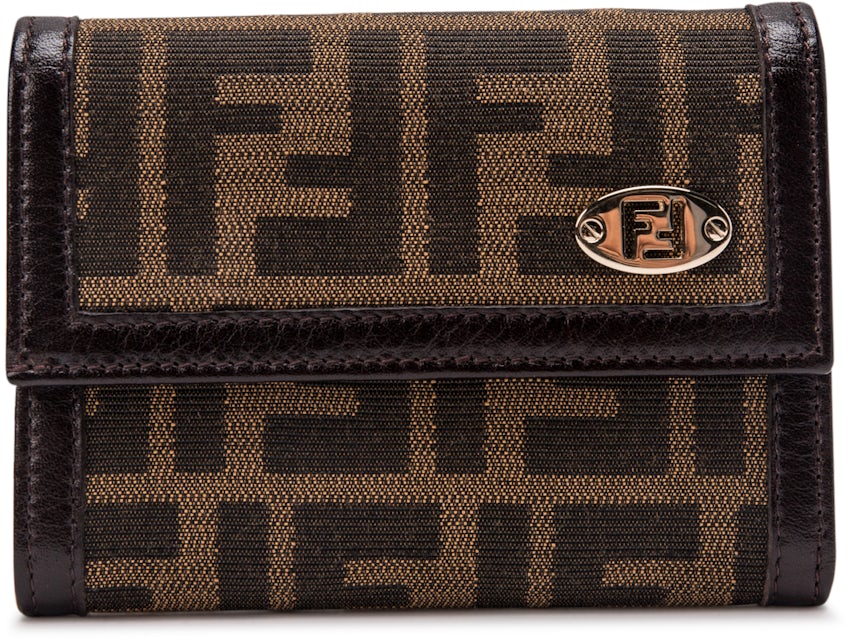 FENDI F is Fendi Continental Chain Wallet Zucca Embossed Leather
