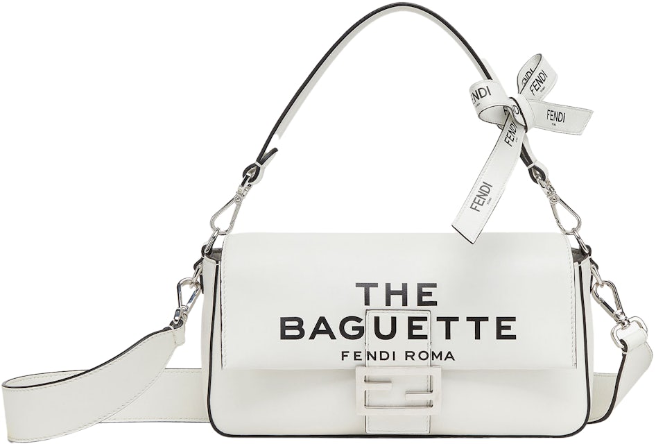 Baguette Chain Midi - White nappa leather bag