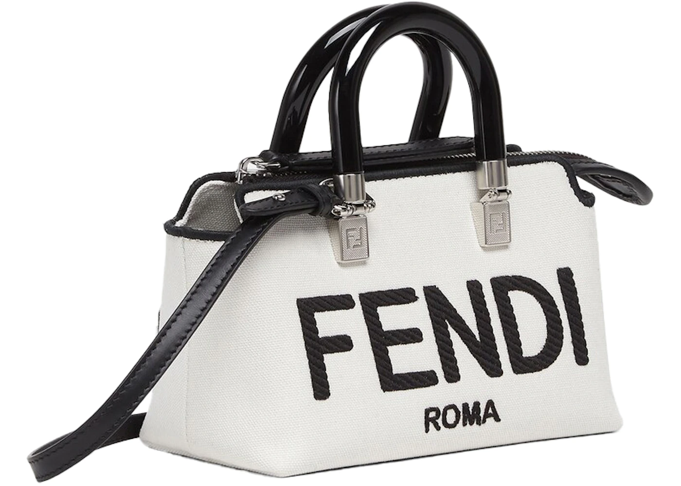 Fendi by Marc Jacobs By The Way Mini White Canvas Small Boston Bag with ...