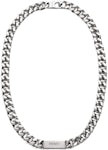 CD Diamond Thin Chain Link Necklace Silver-Finish Brass and Black Resin