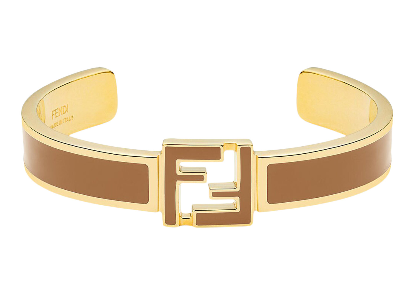 Fendi Fendista Striped Enamel Gold Tone Wide Bracelet S Fendi | TLC
