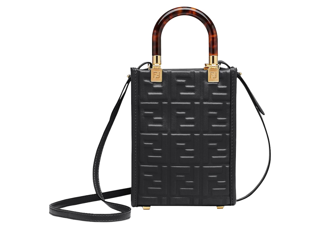 Pre-owned Fendi By Marc Jacobs Mini Sunshine Shopper Black Leather Mini Bag