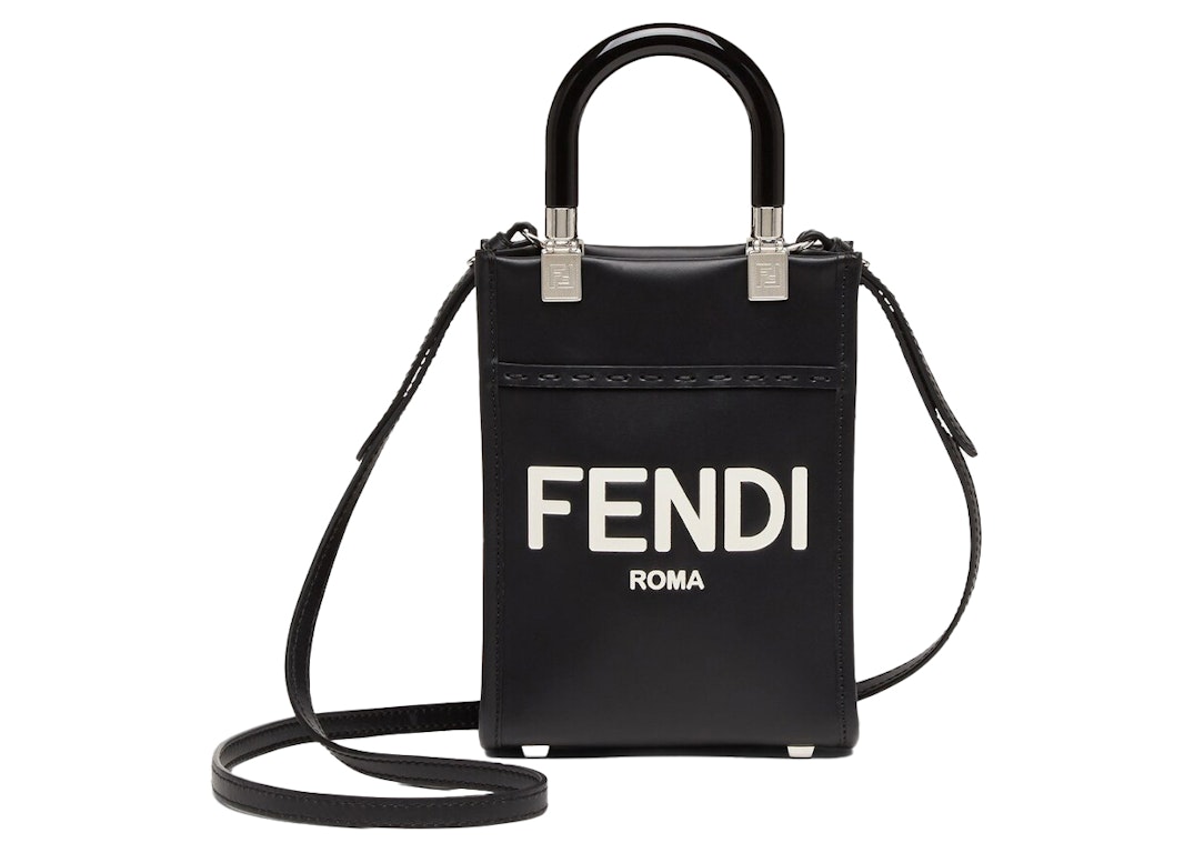 Pre-owned Fendi By Marc Jacobs Mini Sunshine Shopper Black Leather With Hot-stamped Mini-bag