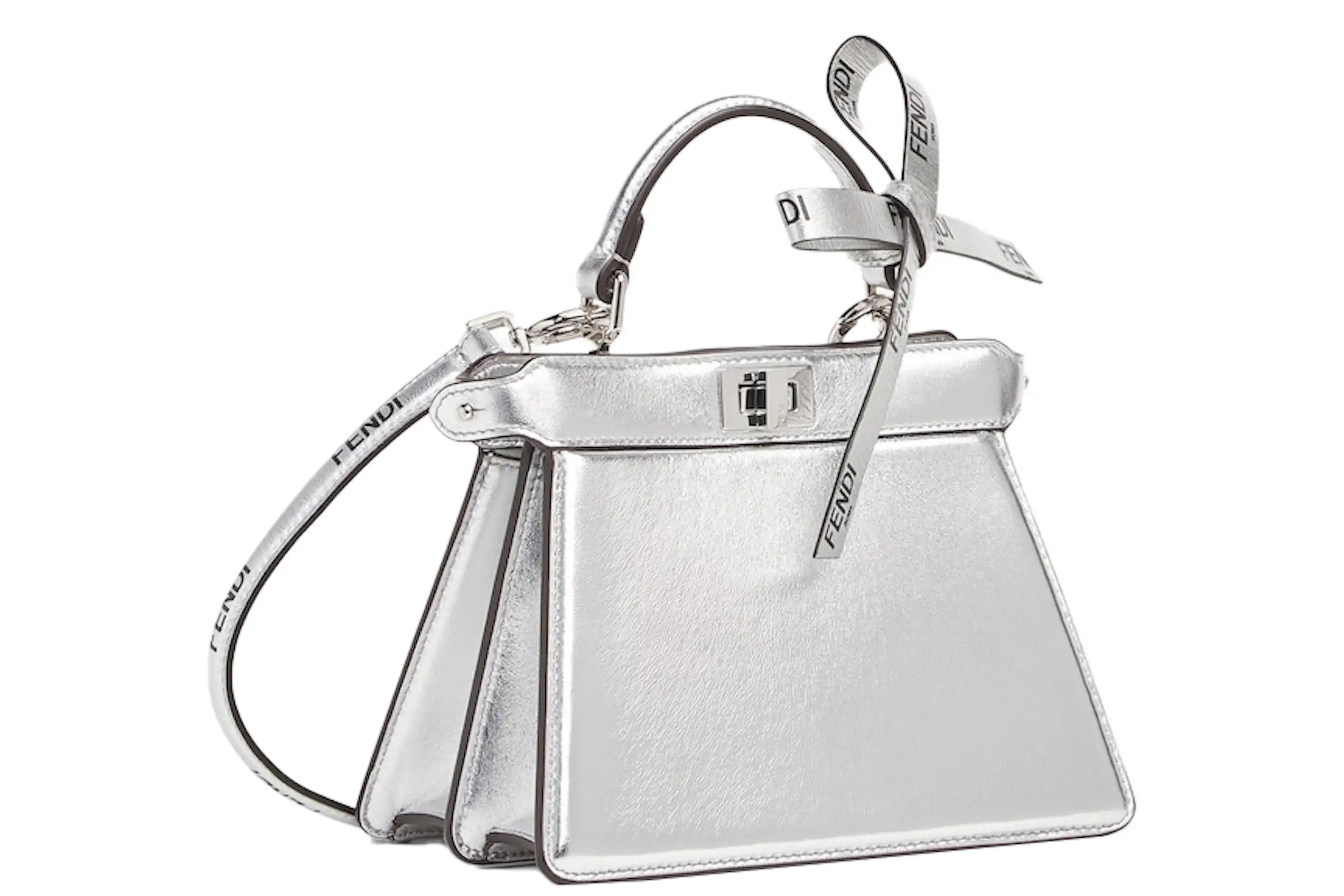 Fendi by Marc Jacobs Peekaboo ISeeU Petite Silver Leather Bag in ...