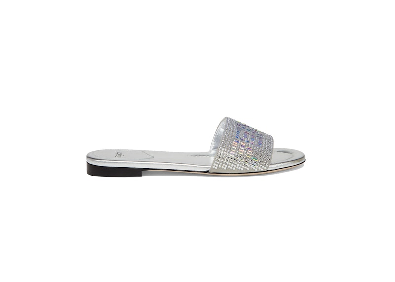 Fendi by Marc Jacobs Signature Slides Silver Leather