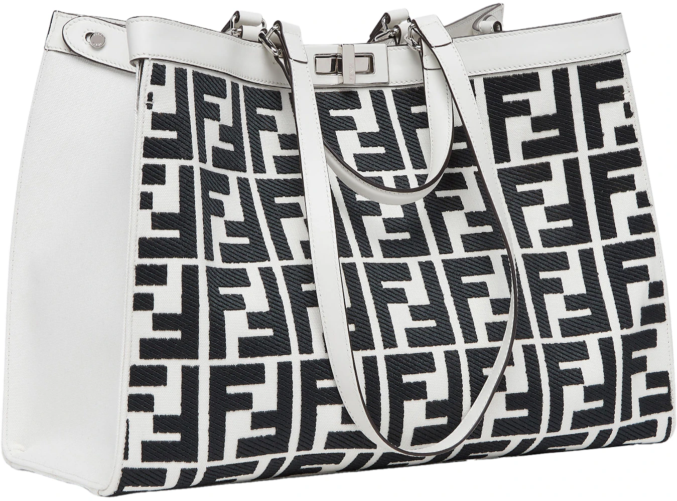 Fendi by Marc Jacobs Baguette White and Black Canvas Bag with FF