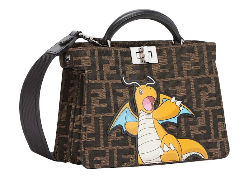 Fendi x FRGMT x Pokemon FF Fabric Bag Peekaboo ISeeU X Cross Brown in Polyester with Palladium tone GB