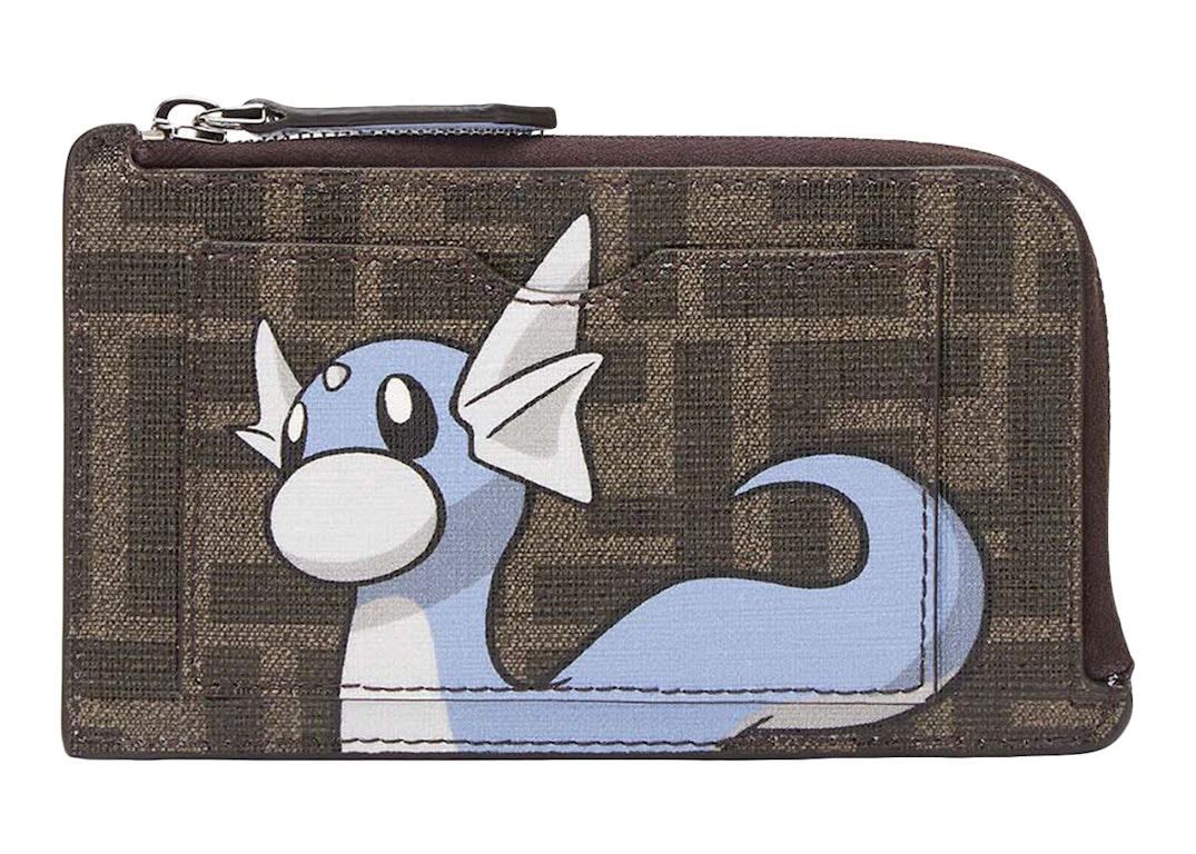 Pre-owned Fendi X Frgmt X Pokemon Ff Fabric Card Holder Card Case Brown/light Blue