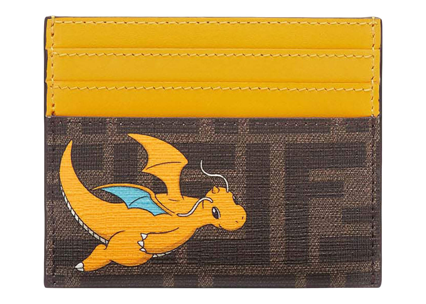 Fendi x FRGMT x Pokemon FF Fabric Card Holder Card Case Brown/Yellow