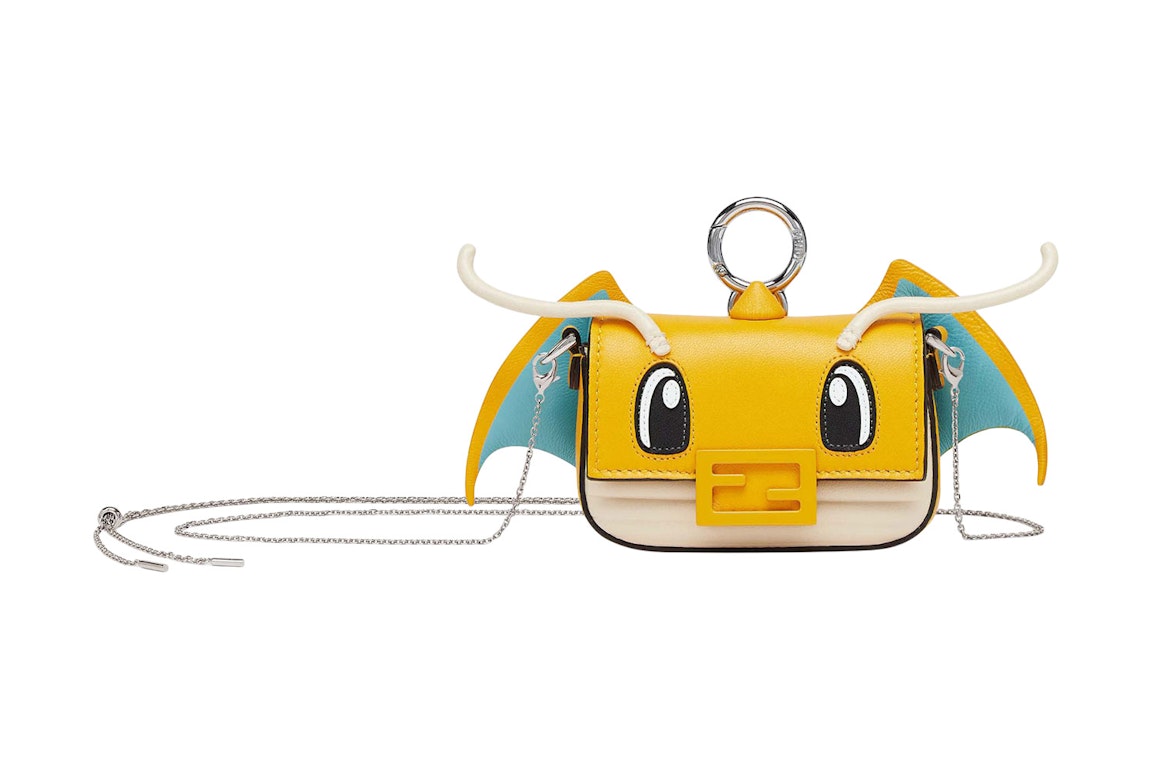 Pre-owned Fendi X Frgmt X Pokemon Nappa Leather Charm Nano Baguette Charm Yellow
