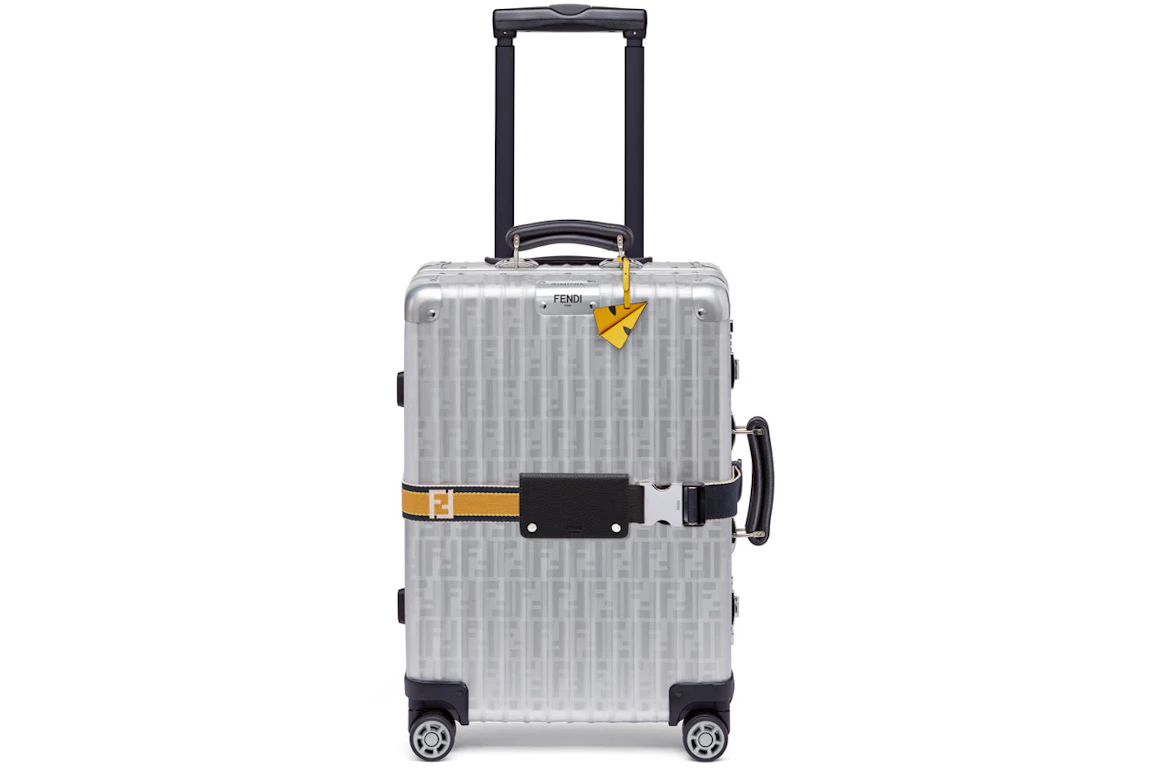 Fendi x Rimowa Cabin Trolley Luggage Zucca Yellow Web Belt Silver