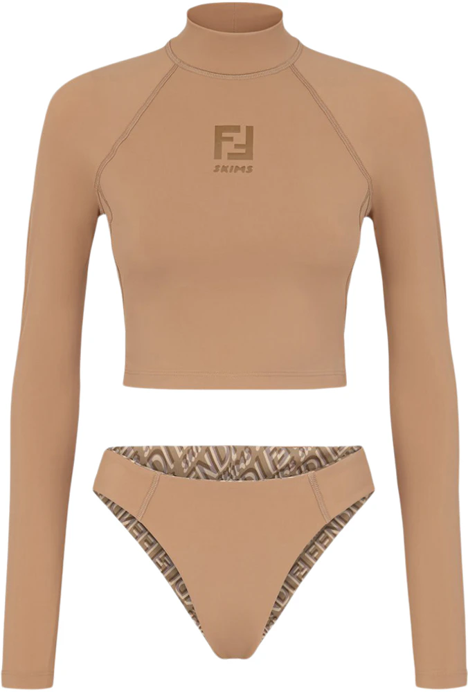 One-piece swimsuit Fendi X Skims Green size M International in Cotton -  elasthane - 21683003