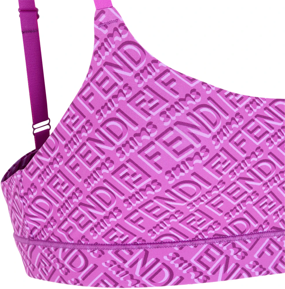 FENDI X SKIMS Sheer Logo Hosiery Bralette - Purple