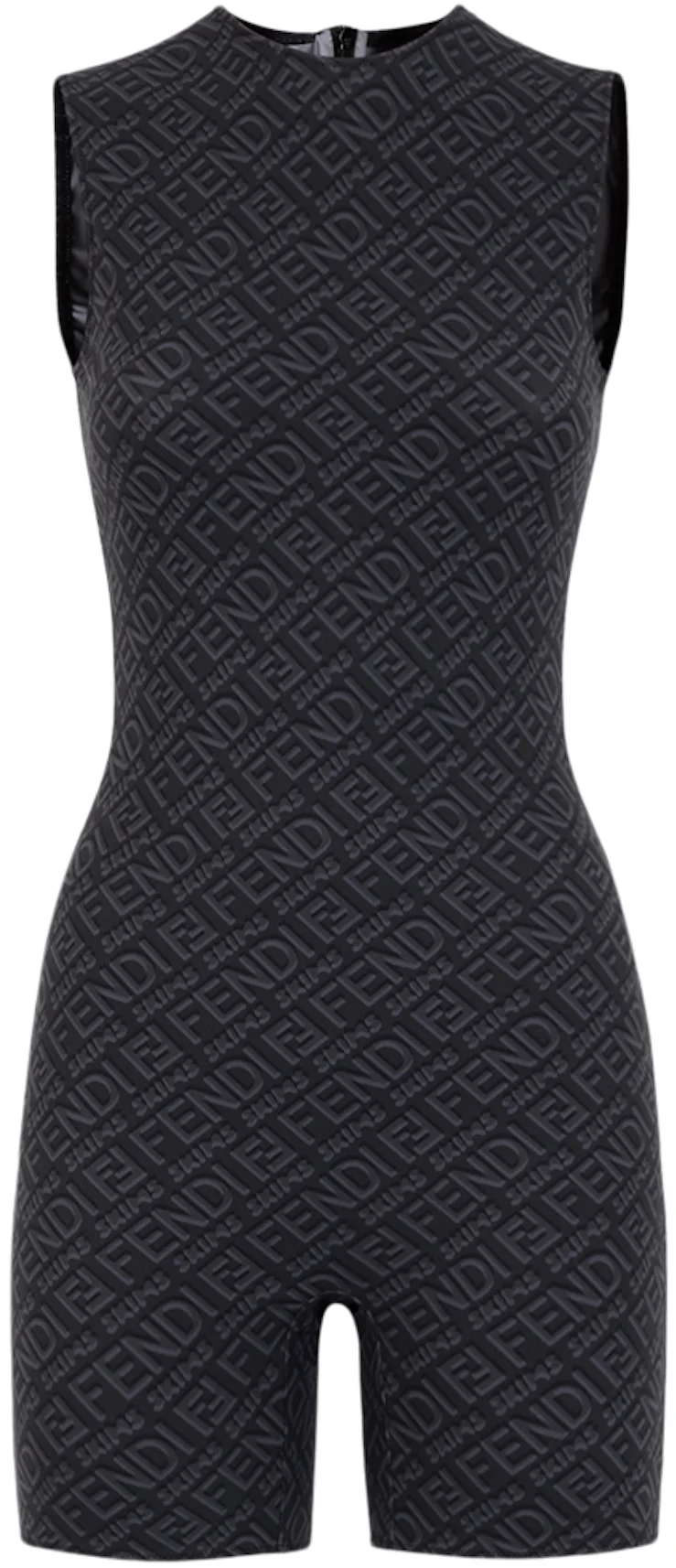 Fendi x Skims High Neck Bodysuit Women Logo FF Print Lycra Black
