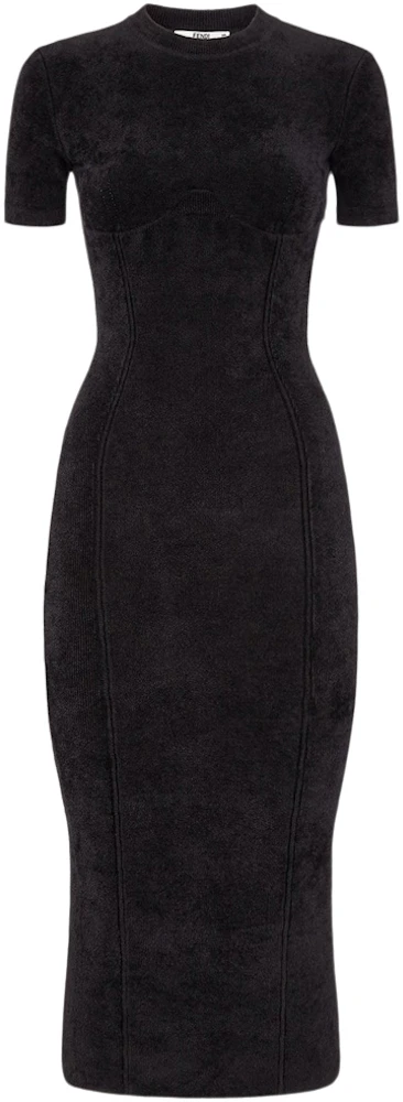 Fendi x SKIMS Velvet Knit Midi Dress Black - FW21 - US