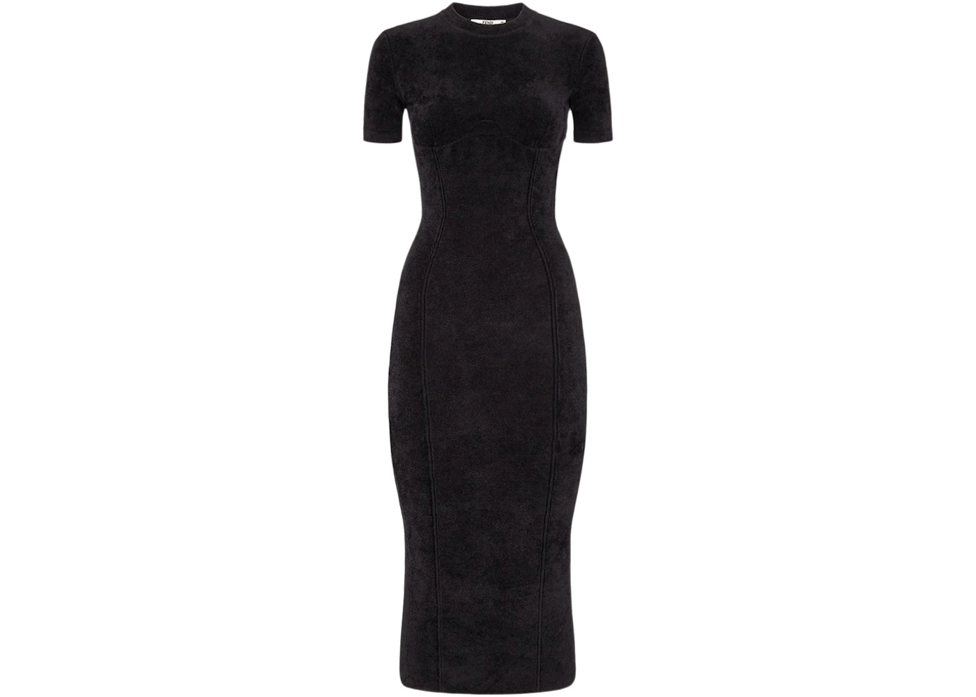Fendi x SKIMS Velvet Knit Midi Dress Black - FW21 - US Fendi x SKIMS Velvet Knit Midi Dress Black - FW21 - US