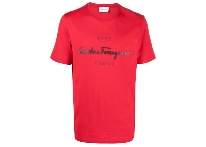 Ferragamo 1927 Signature T-shirt Flame Red/Black Men's - SS22 - US