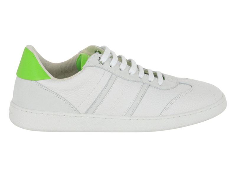 Pre-owned Ferragamo Men's Achille 1 Leather Lowtop Sneakers In Green