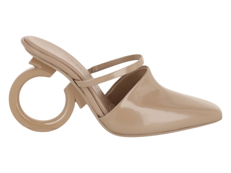 Pre-owned Ferragamo Adara Gancini Mule Heels (women's) Sneakers In Beige/khaki In Brown