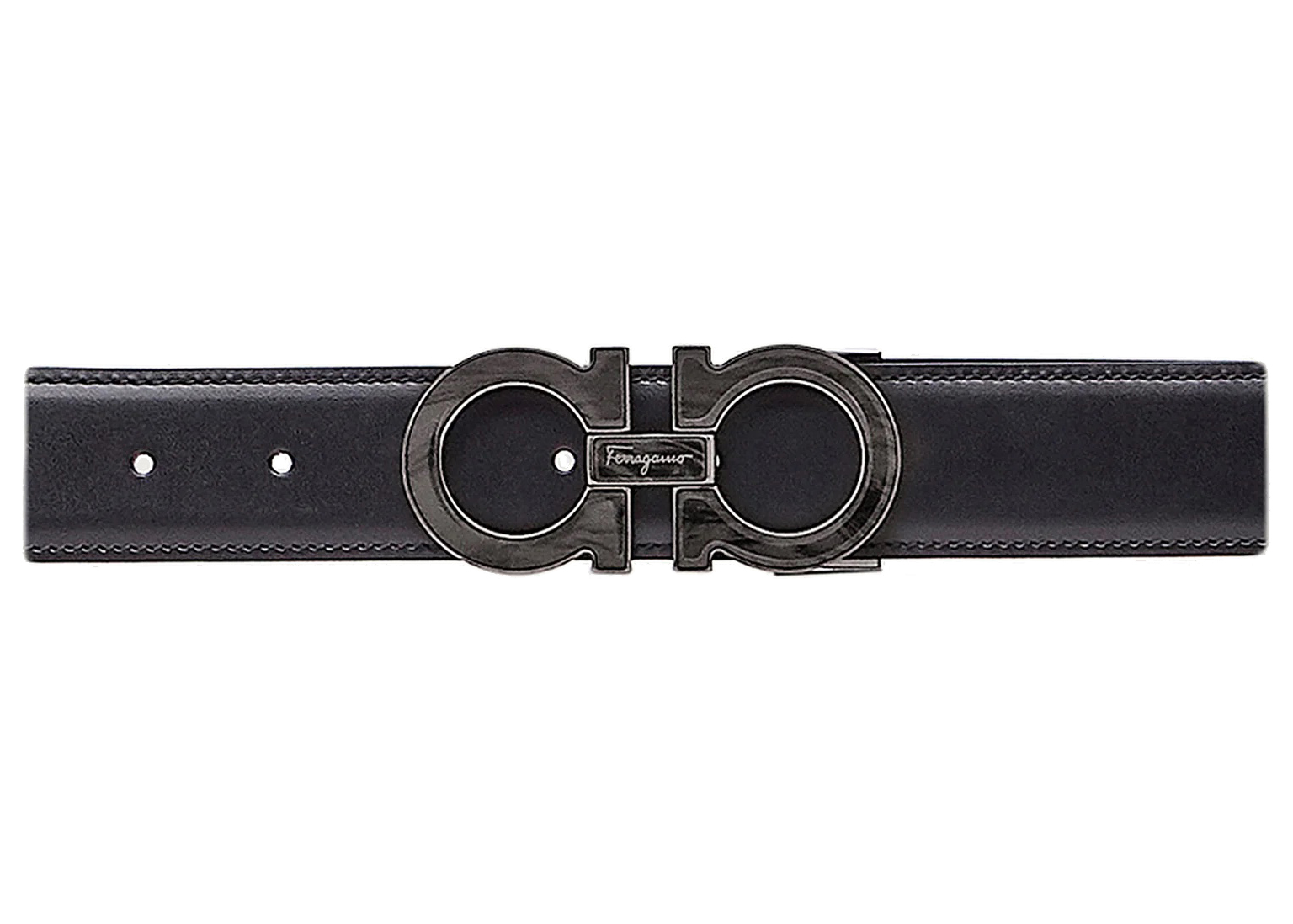 Black Gancini logo buckle leather belt