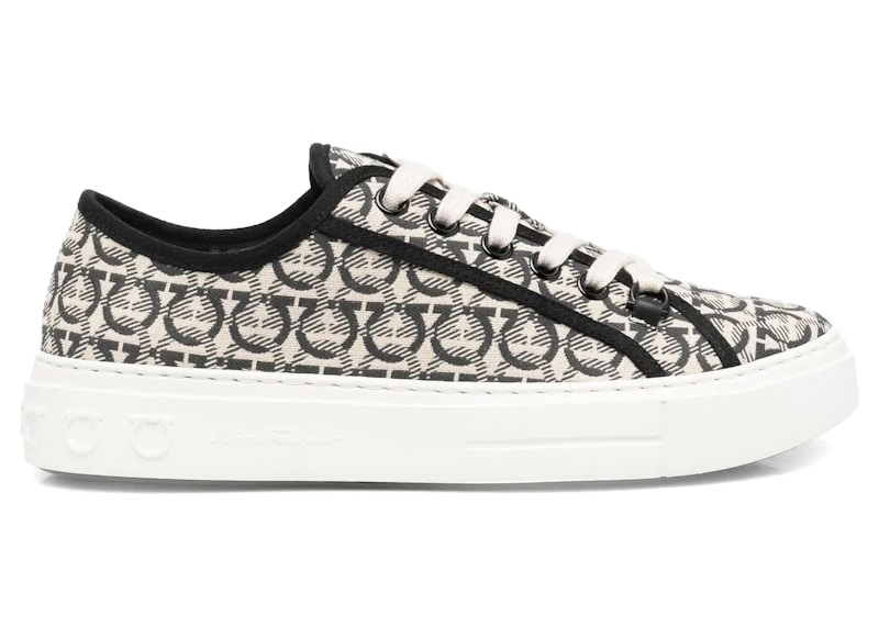 Pre-owned Ferragamo Men's Anson Gancinijacquard Sneakers In Neutrals