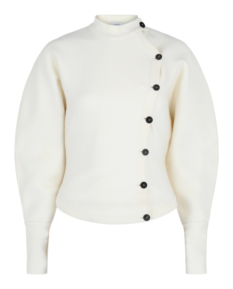 Pre-owned Ferragamo Women's  Asymmetrical Buttoned Cardigan In White