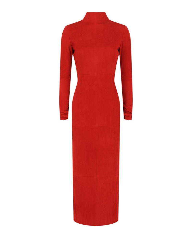 Pre-owned Ferragamo Women's  Backless Suede Dress In Red