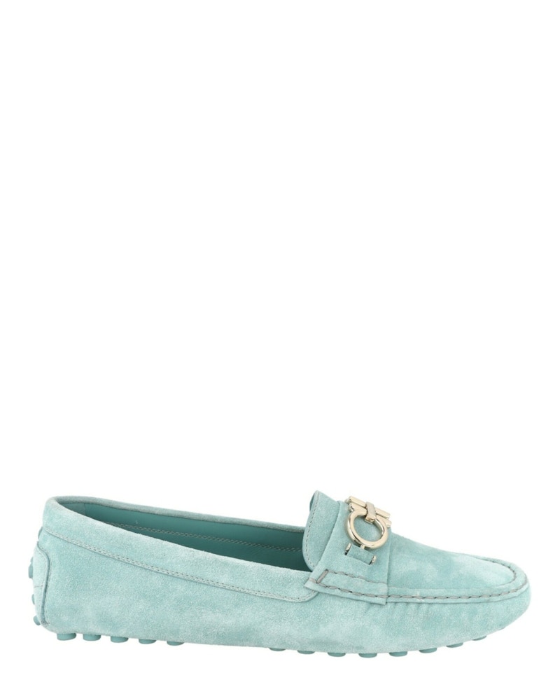 Ferragamo Berra Suede Drivers Turquoise (Women's)