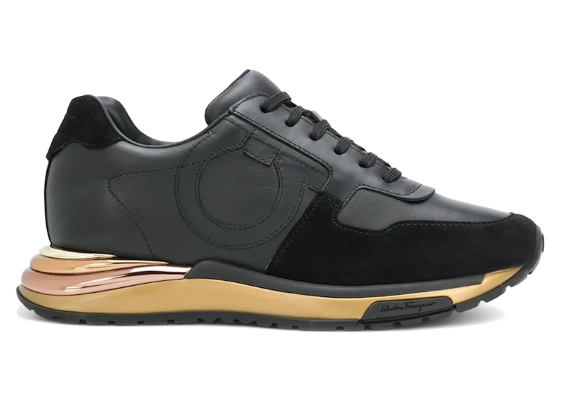 スニーカー SALVATORE FERRAGAMO WOMEN'S SNEAKERS BLACK LEATHER Ferragamo Black Leather Sneakers Salvatore Ferragamo