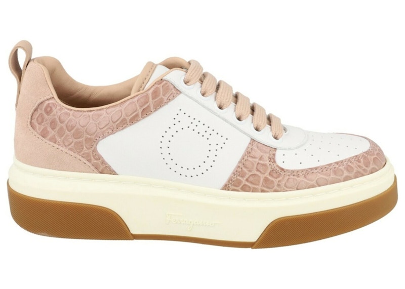 Ferragamo Cassina Low Leather Sneakers (Women's) in Beige Khaki