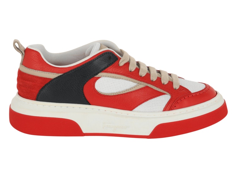 Pre-owned Ferragamo Men's Cassini Lowtop Sneakers In Red