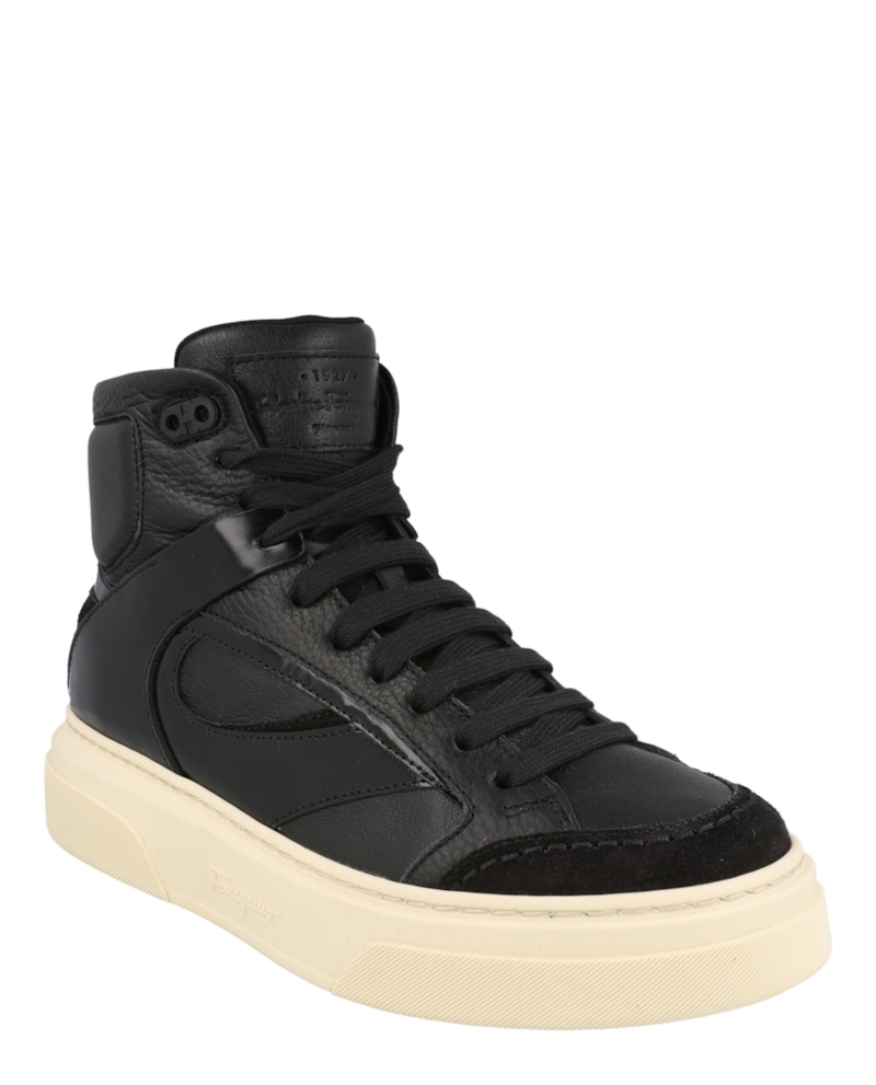Ferragamo Cassio Leather High Top Black