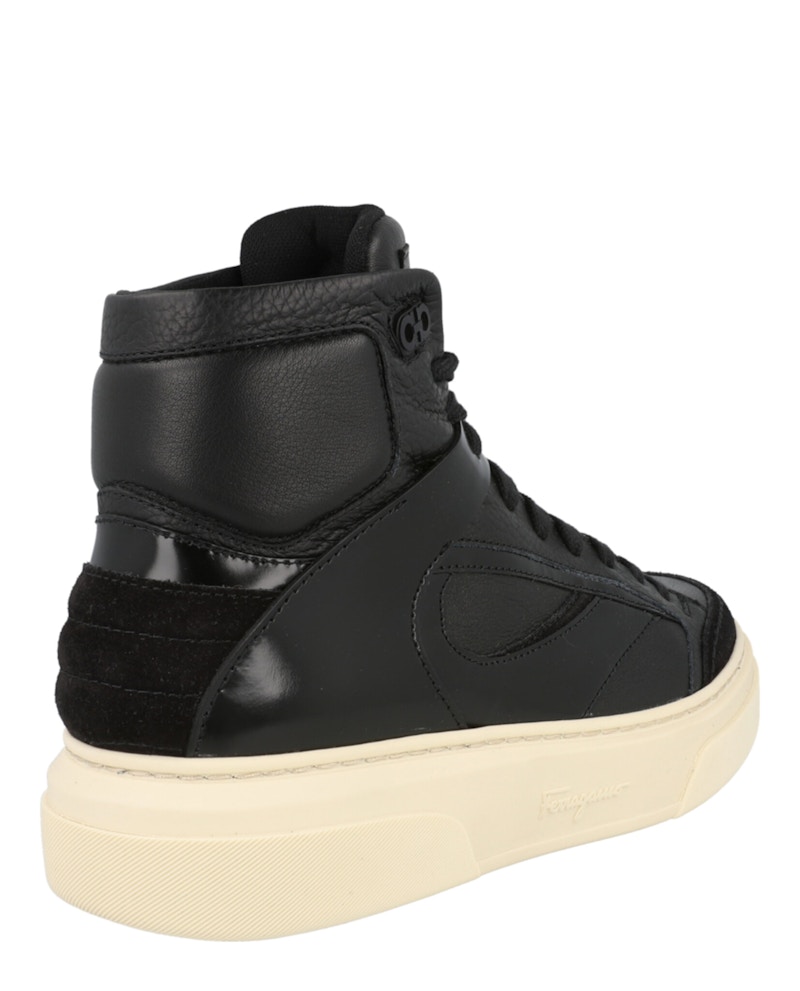 Ferragamo Cassio Leather High Top Black