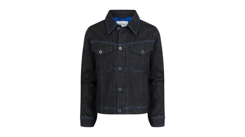 Men's Ferragamo ContrastStitch Denim Jacket in Blue