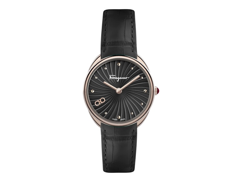 Pre-owned Ferragamo Women's  Cuir Strap Sfyn01522 Watch In Stainless Steel