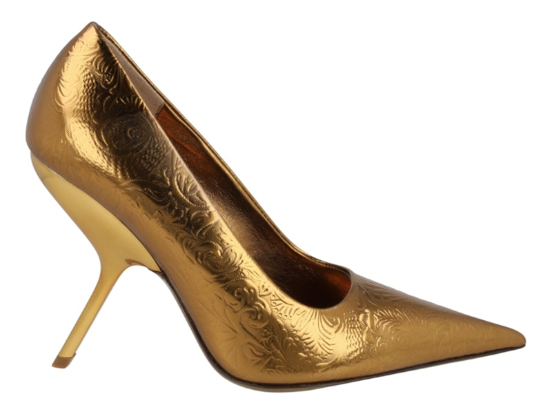 Ferragamo Embossed Floral Eva Pumps Yellow (Women's