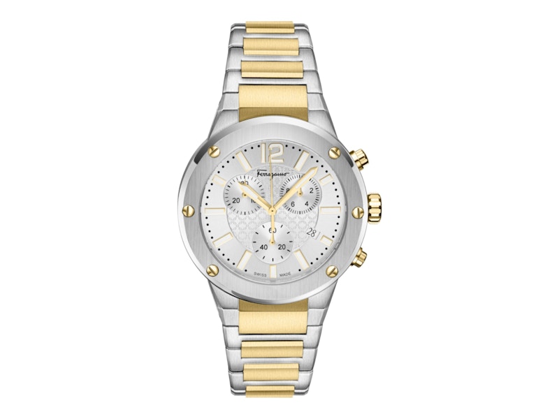 Pre-owned Ferragamo Men's  F80 Chrono Sfje00624 Watch In Stainless Steel In Silver