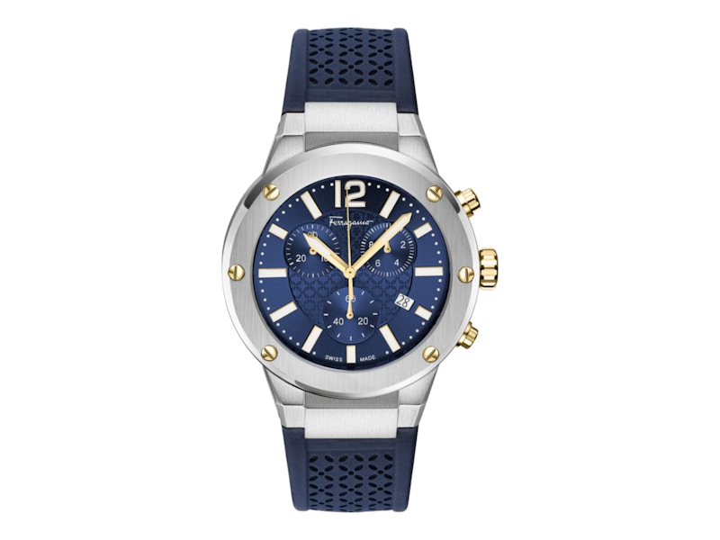 Pre-owned Ferragamo Men's F80 Chrono Sfje00724 Watch In Stainless Steel In Silver