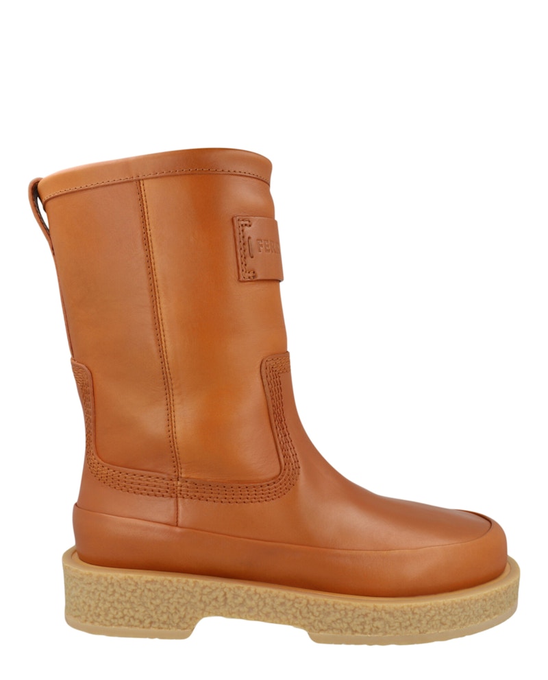 Pre-owned Ferragamo Men's Ferdi Leather Boots Sneakers In Beige Brown