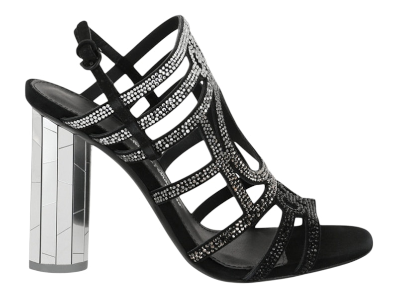 Pre-owned Ferragamo Florenza Crystalembellished Slingback Heel Sandals (women's) Sneakers In Black