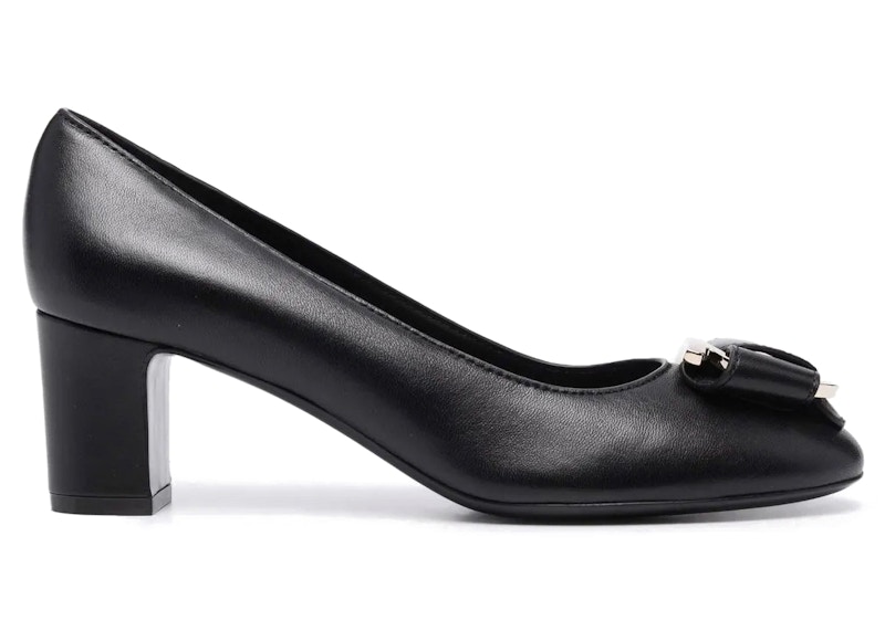 Ferragamo Gancini-Bow Leather Pumps Black (Women's