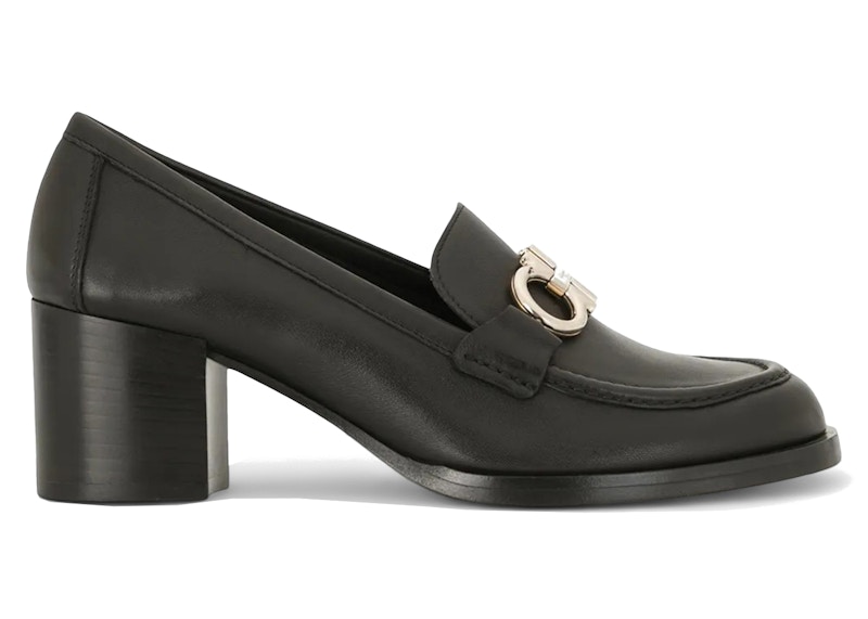 Pre-owned Ferragamo Gancini Buckle Chunky Heel Loafers (women's) Sneakers In Black
