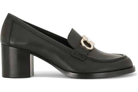 Mocasines Ferragamo Gancini con hebilla y tacón grueso negros