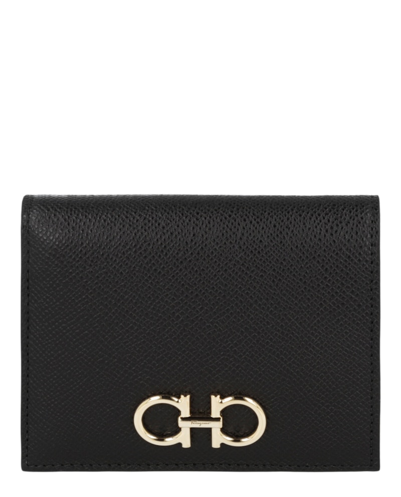 FERRAGAMO Pre-owned Women's Gancini Compact Wallet In Black